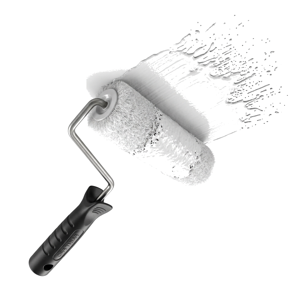 Paint roller with white paint stroke